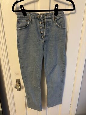 AGOLDE Light Blue High-Rise Straight Leg Jeans